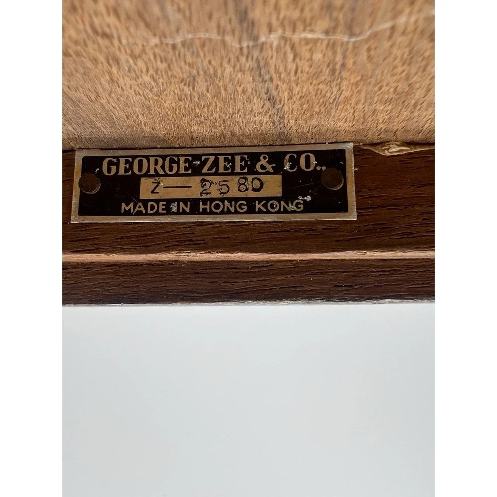 Antique George Zee Chest Jewelry‎ Box Hand Carved Wood Chinese Scene